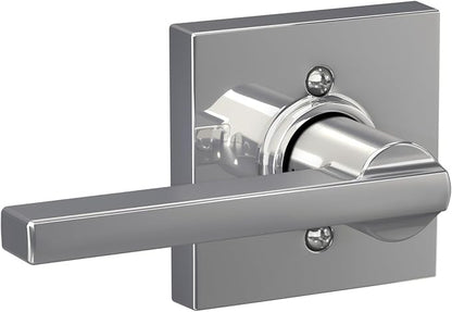 Schlage F10 LAT 625 COL Latitude Lever with Collins Trim Hall & Closet Passage Door Lock, Bright Chrome