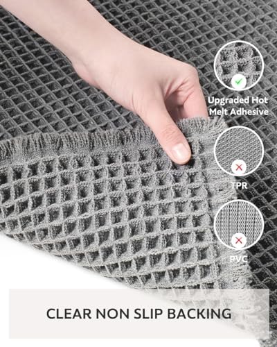 tchdio Waffle Bath Mat, Super Absorbent Non Slip Bath Mat Ultra Soft Bathmat Machine Washable Bath Rugs with Tassels, Beside Tub, 18" x 30"