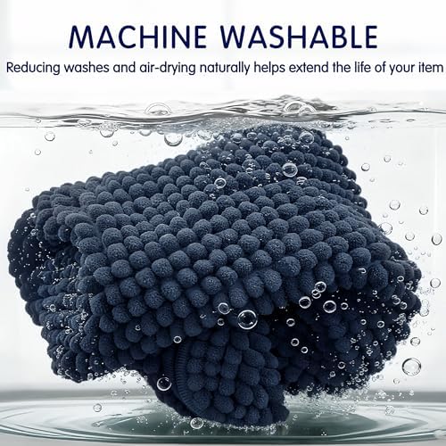 SUBRTEX Bathroom Rugs, 24" x 36" Chenille Bath Rug Soft Short Plush Bath Mat Soft Shower Mat Water Absorbent Shower Mat Quick Dry Machine Washable, Navy