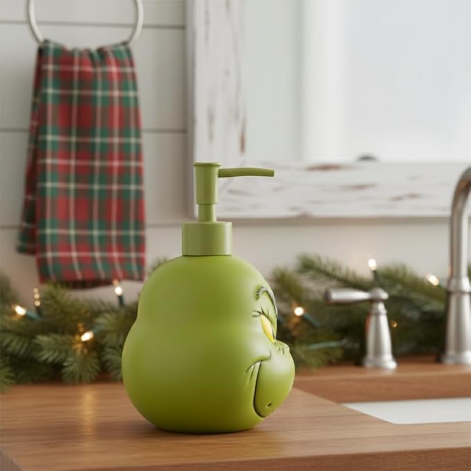 Dr. Seuss The Grinch Holiday Christmas Soap/Lotion/Hand Sanitizer Resin Pump Dispenser, 18.28 Ounces, (Officially Licensed Product) by Franco Collectibles