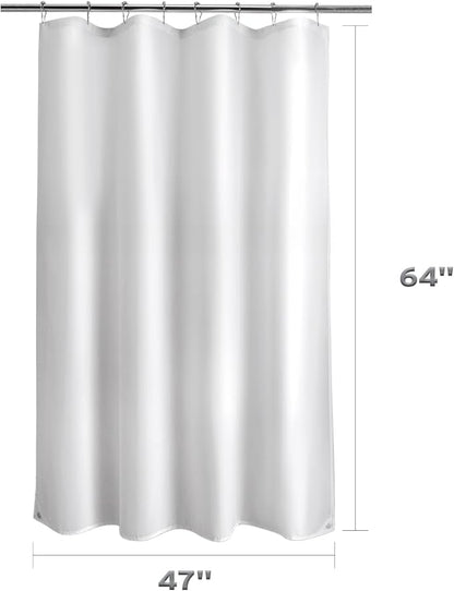 Titanker Small Stall Shower Curtain Liner Washable, 47x64 Inches, White Fabric Shower Liner with 2 Magnets, Waterproof RV Shower Curtain Liner Stall Size Soft Polyester Lightweight, White