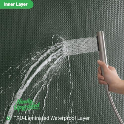 No Hook Waffle Shower Curtain, No Liner Needed, 71x74 Inch, Velvet Green