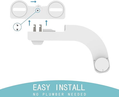 Left Handed Bidet - Ultra-Slimt Non-Electric Dual Nozzle (Frontal & Rear Wash) Adjustable Water Pressure, Water Bidet Toilet Seat Attachment,Easy to Install (White)