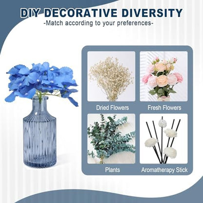 Blue Bathroom Accessories 5 Pcs, Glass Bathroom Accessory Set, Vintage Blue Bathroom Set, Royal Soap Dispenser and Toothbrush Holder Set, Qtip Holder, Small Flower Vase, Modern Bathroom Decor