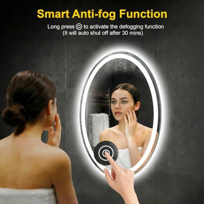 Oval LED Bathroom Mirror with Lights, 24 x 36 Inch Lighted Vanity Mirror