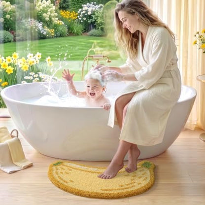 LUMI Cute Bathroom Rug, Absorbent Non Slip Bath Mat, 24"x51", Banana
