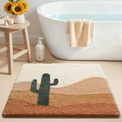LUMI Square Cactus Bathroom Rug 32x32 Soft Absorbent Bath Mat, Non Slip