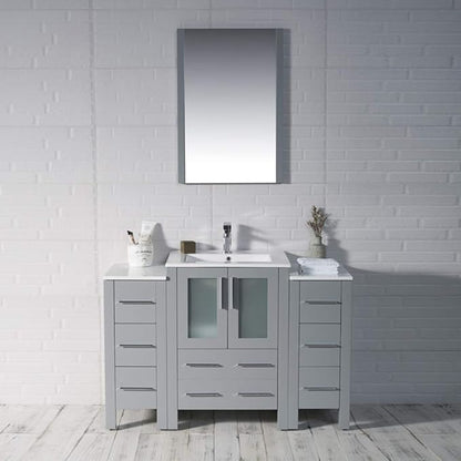 Blossom 48 Inch Bathroom Vanity with Sink - Metal Grey Solid Wood Cabinet with Tempered Glass & Side Storage Towers - Clearance Bathroom Vanity - Integrated Sink Countertop - Bathroom Sink Vanities
