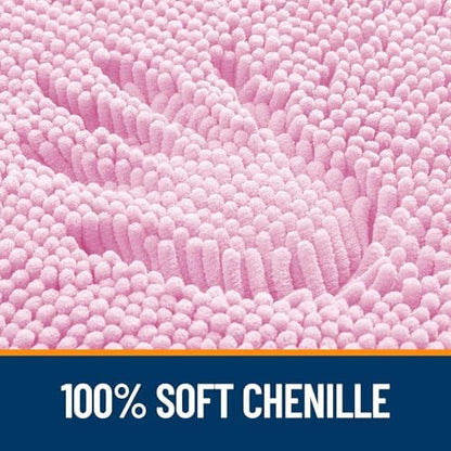 OLANLY Chenille Bathroom Rugs Mats Sets 2 Piece, 36"x24"+24"x20", Pink