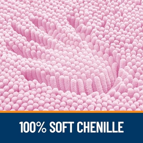 OLANLY Chenille Bathroom Rugs Mats Sets 2 Piece, 30"x20"+24"x20", Pink