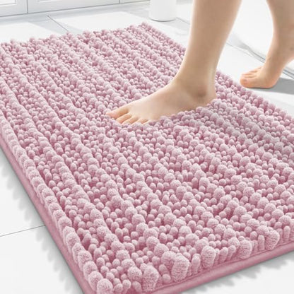 Smiry Bathroom Rugs 30X20, Extra Soft Rubber Backing Chenille Bath Mats