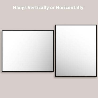 LOAAO 40"X32" Black Rectangle Bathroom Mirror Wall, Matte Black Aluminum Alloy Frame, Tempered Glass, Hangs Vertically or Horizontally, Easy to Install
