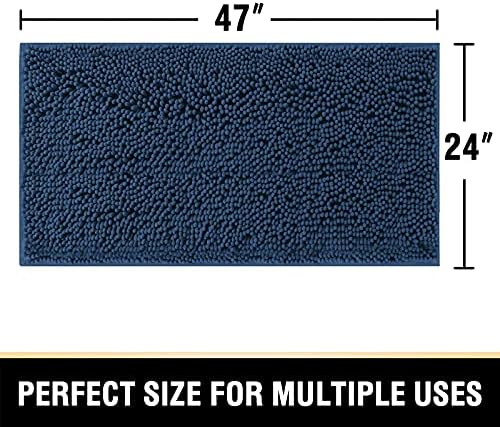 H.VERSAILTEX Bathroom Rugs Bath Mats Non Slip Luxury Chenille Bathroom Runner Rug 24x47 Extra Soft and Absorbent Shaggy Rugs Washable Dry Fast Area Carpet Mats for Bath Room, Tub - Navy