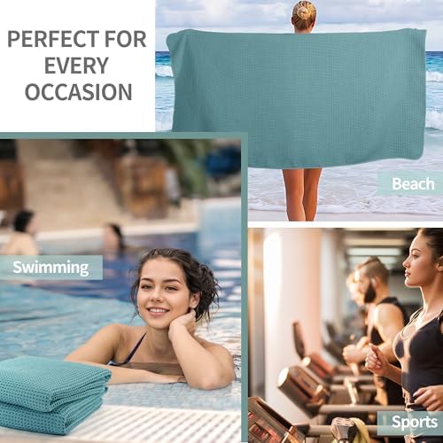 MICROFI Microfiber Waffle Bath Towels, 4 Pieces, Soft, Absorbent, Fast Drying, Lint Free 430 GSM (27''x55''/68.58 cm x139.7 cm)