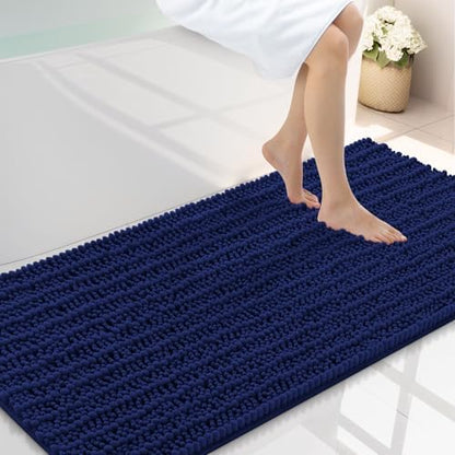 Smiry Bathroom Rugs 47X24, Extra Soft Rubber Backing Chenille Bath Mats
