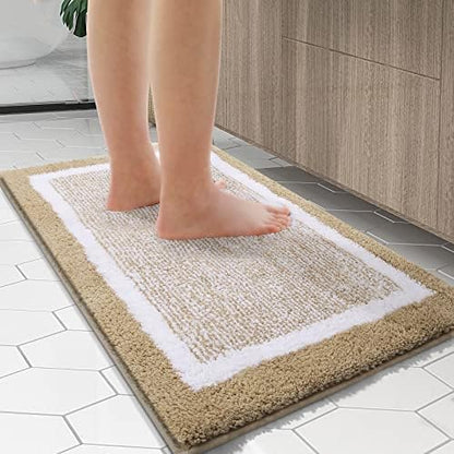 OLANLY Bathroom Runner Rugs 44x24, Long Bath Mats for Bathroom Floor, Beige