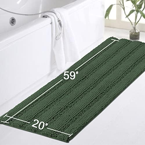 Turquoize Bathroom Runner Rug 20"x59", Soft Absorbent Chenille Bath Rug