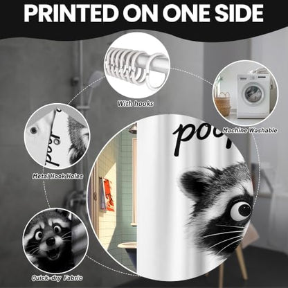 Extra Long Shower Curtain Grey Raccoon Clawfoot Tub, 108 x 72 in
