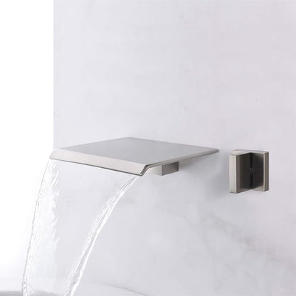 Wall Mount Tub Faucet Brushed Nickel with Hand Shower and Wide Waterfall Spout High Flow Rate, SUMERAIN