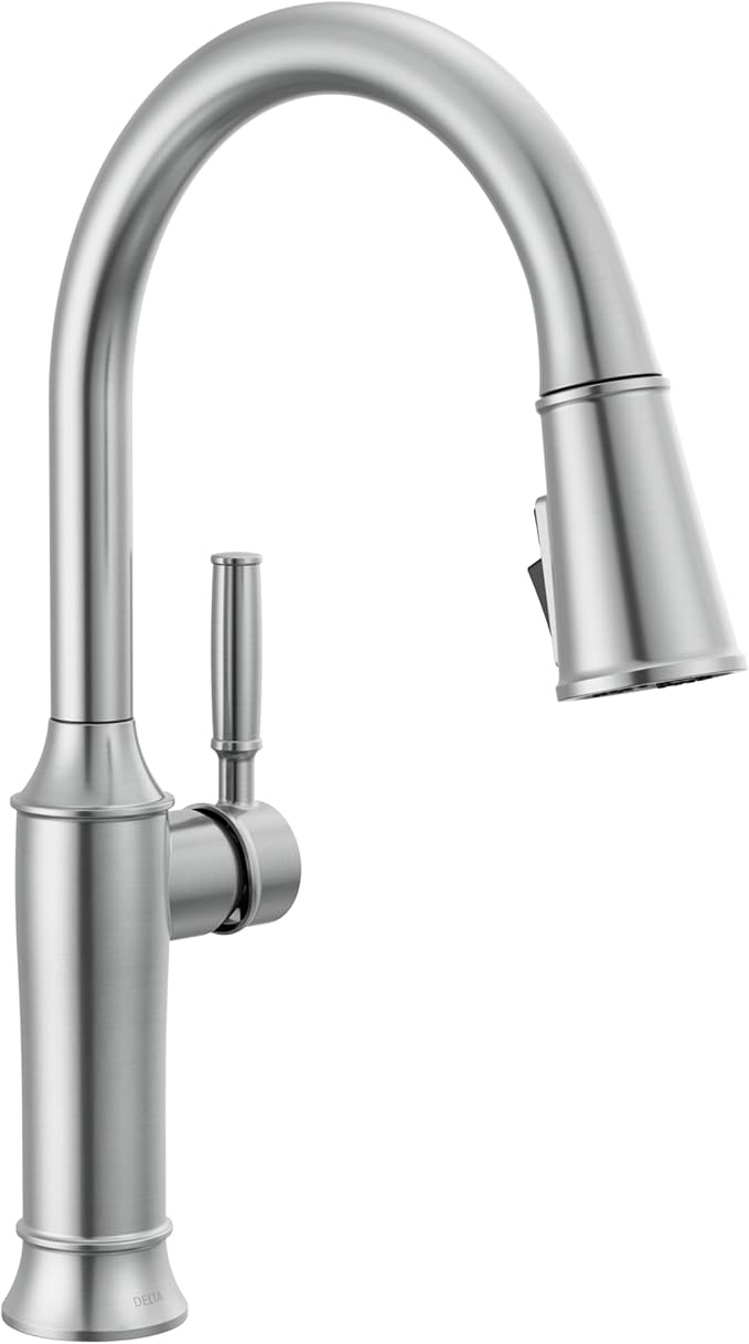 Delta Renaldi Kitchen Faucet with Pull Down Sprayer, Brushed Nickel Kitchen Sink Faucet, Delta ProClean Kitchen Faucet, Pull Down Kitchen Faucet, Lumicoat Arctic Stainless 9184-AR-PR-DST