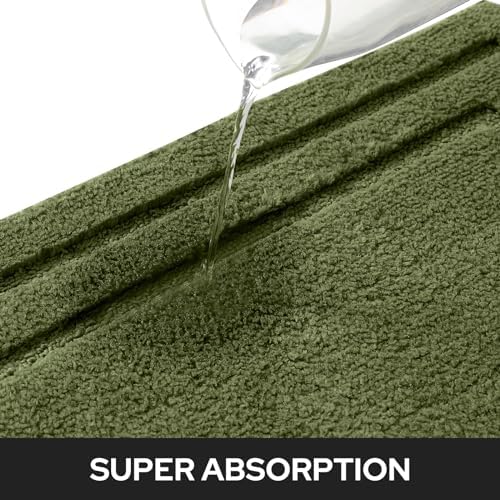 HOMEIDEAS Bathroom Rugs Sets 2 Piece, Soft Non Slip Bath Mat Sage Green