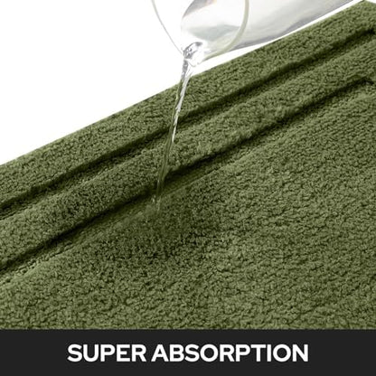 HOMEIDEAS Bathroom Rugs Sets 2 Piece, Soft Non Slip Bath Mat Sage Green