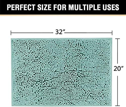 H.VERSAILTEX Bathroom Rug Shag Shower Mat Machine-Washable Plush Bath Mats with Water Absorbent Soft Microfibers, 20" W x 32" L, Eggshell Blue