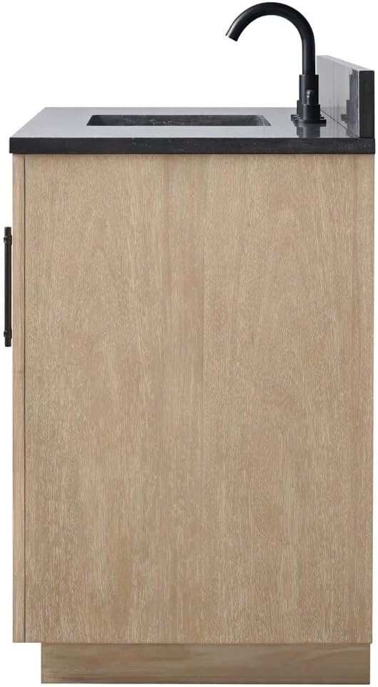 Vanity Art 48" Bathroom Vanity with Sink, Vanity Cabinet with Doors and Shelf, Modern Wood Bathroom Vanity with White Marble Top, Solid Wood Frame, 3 Functioning Drawers,VA70-48-LW-B