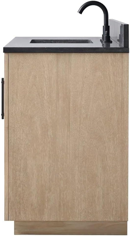 Vanity Art 48" Bathroom Vanity with Sink, Vanity Cabinet with Doors and Shelf, Modern Wood Bathroom Vanity with White Marble Top, Solid Wood Frame, 3 Functioning Drawers,VA70-48-LW-B