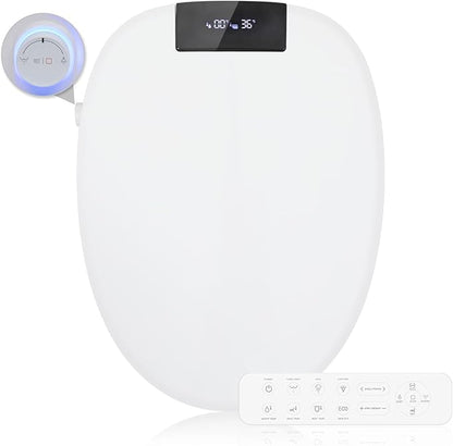 CCV Electric Bidet Toilet Seat with Remote Control, Elongated, Heated Thermostatic Warm Water Bidet with Dryer, Kids Model, Rear and Front Wash, Slow Closes, Night Light