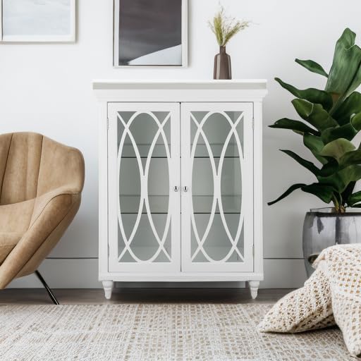 Teamson Home Florence 26 in. x 32 in. 2-Door Freestanding Wooden Floor Cabinet with Adjustable Shelves for Storage Solutions in Bathrooms, Kitchens, Laundry Rooms, Home Offices, White | Freestanding Wooden, Adjustable Shelves, For Bathrooms, Kitchens, ...