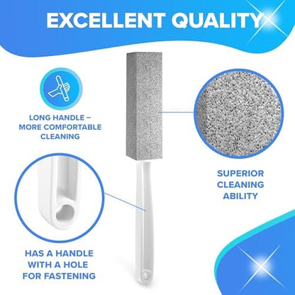 DISIWENE Pumice Cleaning Stone with Handle Toilet Bowl Cleaner Hard Water Ring Remover for Bath/Pool/Kitchen/Household Cleaning (2, 2 Pack with Extra Long Handle)