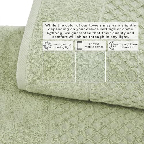 Great Bay Home Bath Towels - 100% Cotton 6 Piece Bath Sheet Set - Diamond Waffle Weave - Absorbent, Durable, Quick-Dry Towels for Bathroom (Pale Green)