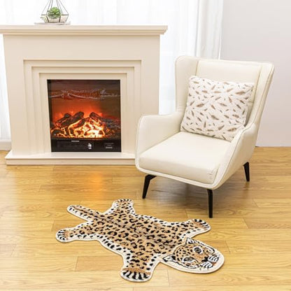 Brown Leopard Bath Mat Non Slip Absorbent Cartoon Rugs 39.3x25.5in