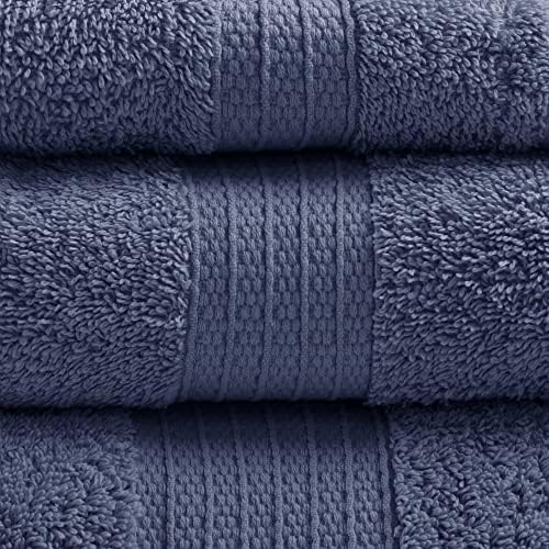 Madison Park Organic Cotton Bath Towel Set Absorbent, 6 Piece, Navy
