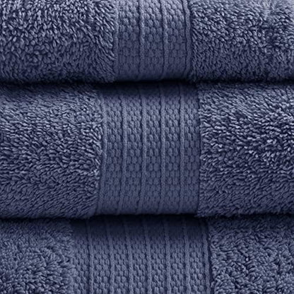 Madison Park Organic Cotton Bath Towel Set Absorbent, 6 Piece, Navy
