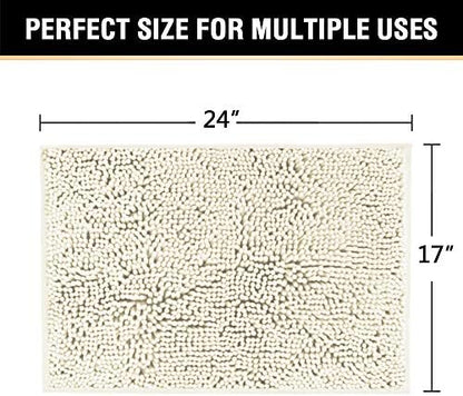 H.VERSAILTEX Bath Mat Bathroom Rug Bath Rugs for Bathroom Non Slip Bath Mats Extra Thick Chenille Rug 17" x 24" Absorbent Soft Shaggy Washable Dry Fast Plush Rugs for Bathtubs - Cream