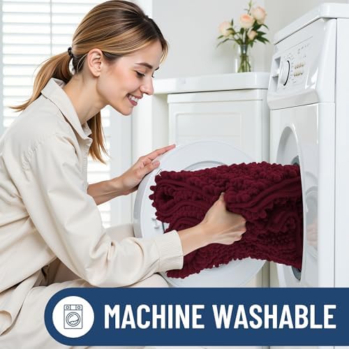 Smiry Bathroom Rugs 44X24, Extra Soft Rubber Backing Chenille Bath Mats