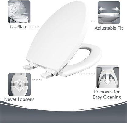 Mayfair Cassel Bidet Bundle, Slow-Close Never Loosen Toilet Seat with Perfect Fit, Fresh Water Spray, Non-Electric, Easy to Install Bidet, ELONGATED, White