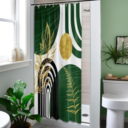 Olive Green and Gold Stall Shower Curtain, 36X72 in Narrow Small
