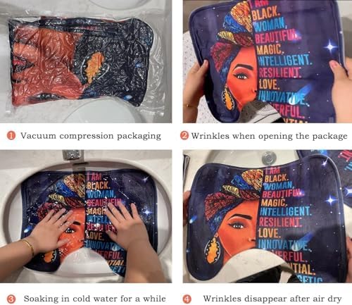 4PCS Boho Black King Queen Shower Curtain Set with Waterproof Shower Curtain Non-Slip Bath Mat Rug Toilet Lid Cover, Romantic African American Black Man Woman Fathers Day Bathroom Decor Set