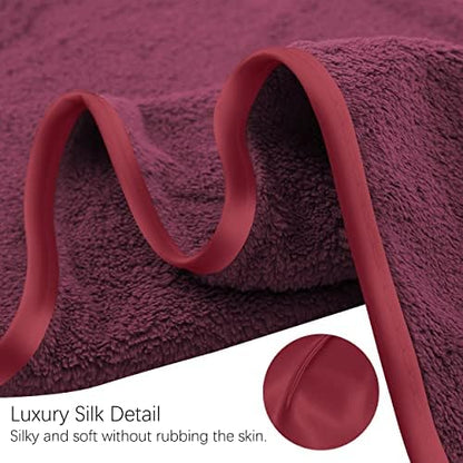 TENSTARS Silk Hemming Bath Towels for Bathroom Clearance - 27 x 55 inches - Light Thin Quick Drying - Soft Microfiber Absorbent Towel for Bath Fitness, Sports, Yoga, Travel, Gym - 2 Pack, Burgundy