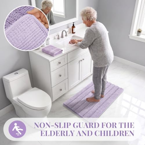 Bcoimo Small Bath Rug Mat,24x17 Extra Soft Chenille Lavender Bathroom Mats