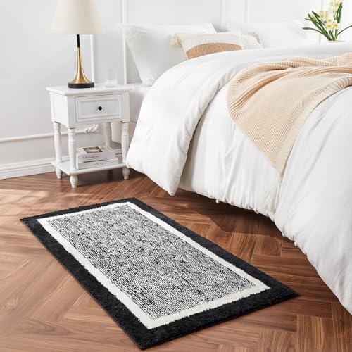 CozeCube Jet Black Bath Runner 59"x24" Non Slip Washable Rug