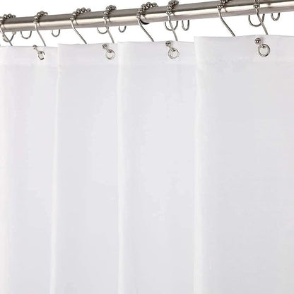 Amazer Long Stall Shower Curtain Liner Washable, 54 x 78 Inches, Fabric Shower Liner with 2 Bottom Stones, Waterproof RV Shower Curtain Liner, 9 Grommet Holes, Hotel Quality, White