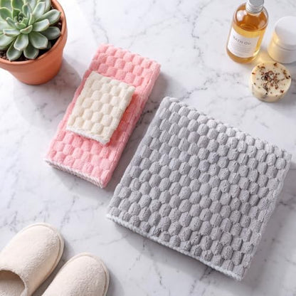 Hahafelt Decorative Bathroom Towel Set,Pastel Tricolor, Coral Fleece