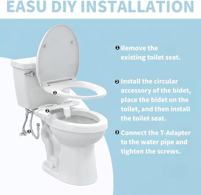 Ultra-Thin Slim Bidet - Non-Electric Cold Water Bidet Attachment | 0.19" Slim Non-Electric Bidet | Adjust Water Pressure | Female & Rear Care | Self-Cleaning Retractable Dual Nozzles