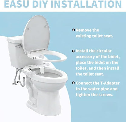 Ultra-Thin Slim Bidet - Non-Electric Cold Water Bidet Attachment | 0.19" Slim Non-Electric Bidet | Adjust Water Pressure | Female & Rear Care | Self-Cleaning Retractable Dual Nozzles