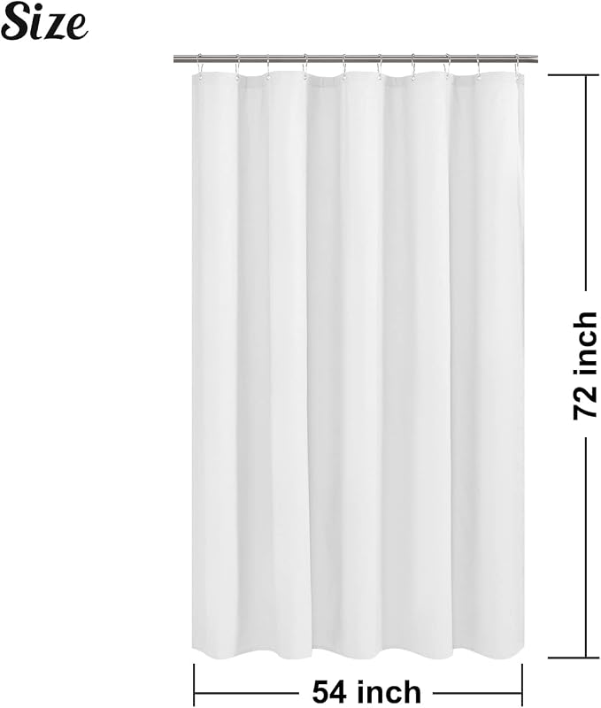 Embossed Microfiber Stall Shower Curtain Liner 54 x 72 inches, Soft Fabric Shower Curtain Washable and Water Repellent,54x72, White