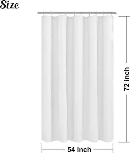 Embossed Microfiber Stall Shower Curtain Liner 54 x 72 inches, Soft Fabric Shower Curtain Washable and Water Repellent,54x72, White